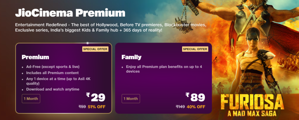 JioCinema Premium Subscription